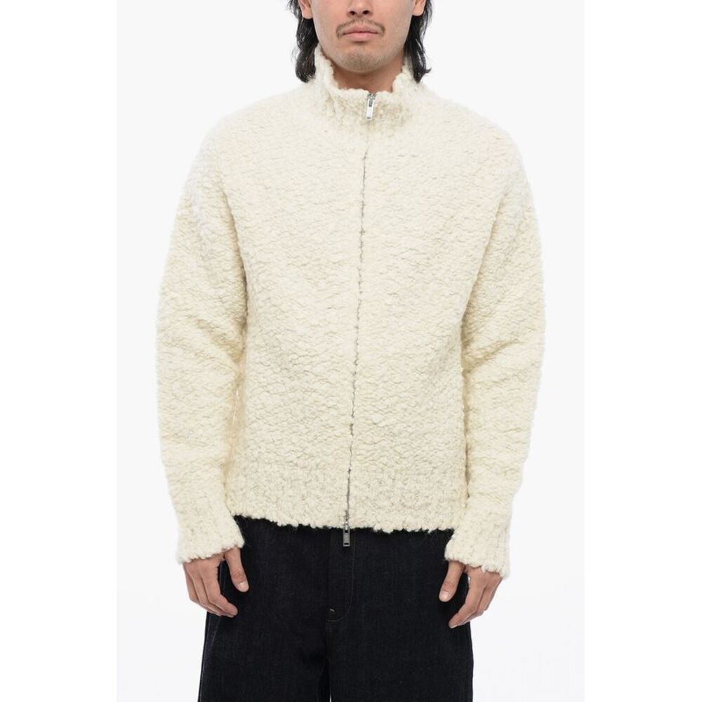 Bouclé Wool Cardigan with Zip Closure